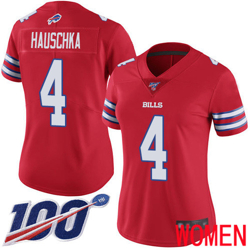 Women Buffalo Bills 4 Stephen Hauschka Limited Red Rush Vapor Untouchable 100th Season NFL Jersey